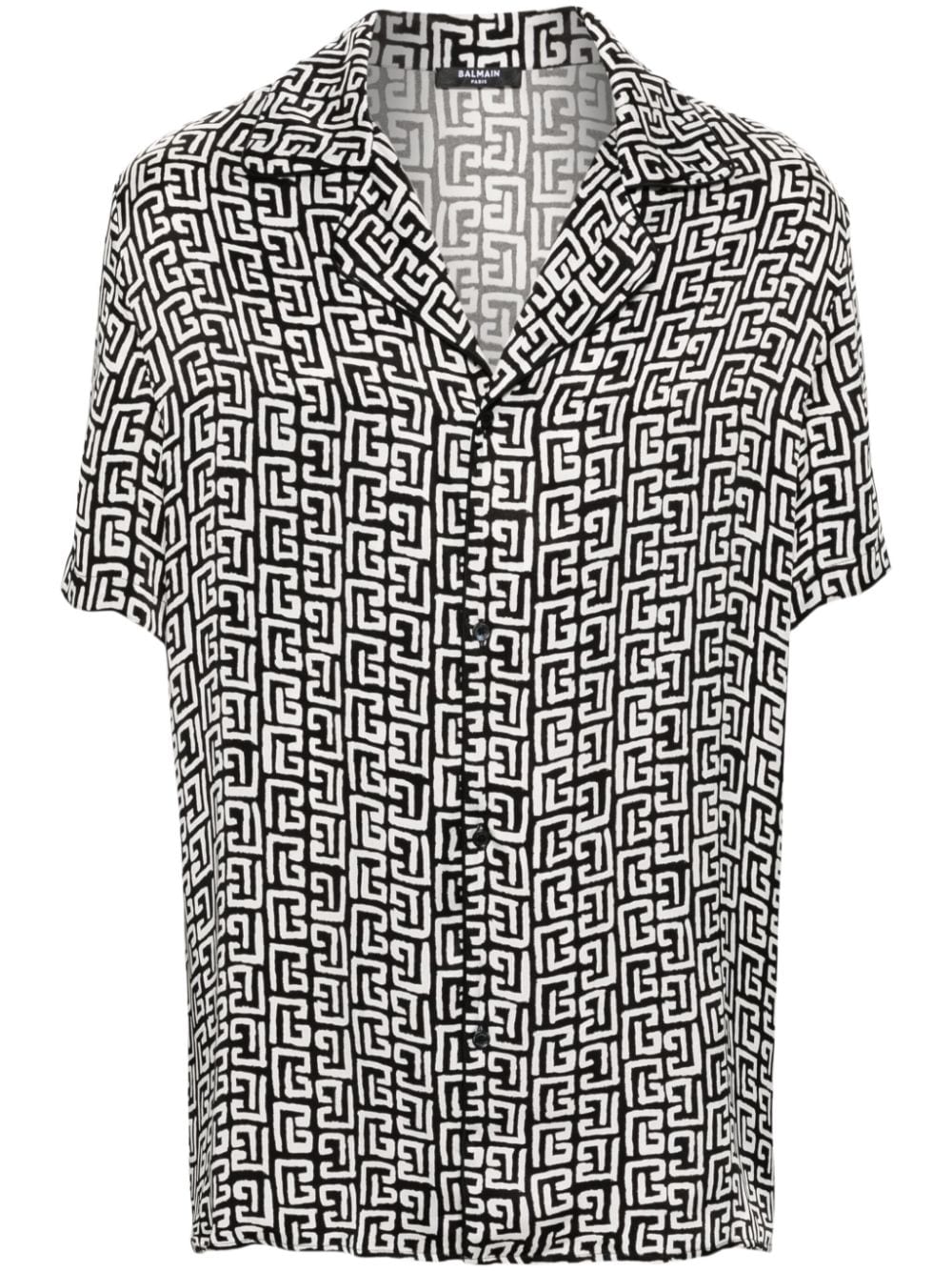 Balmain monogram-print satin shirt