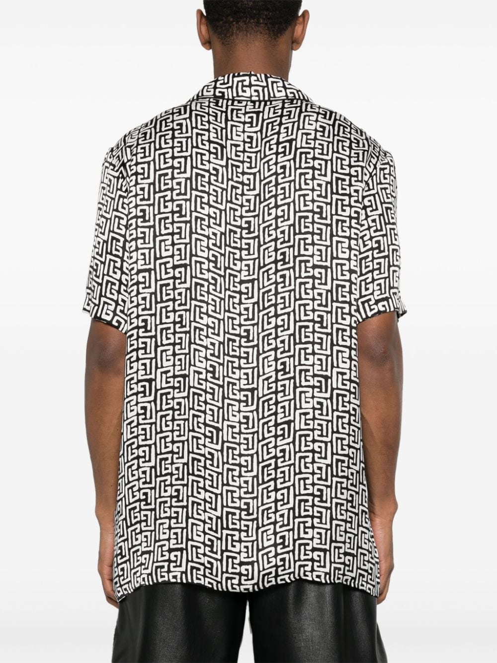Balmain monogram-print satin shirt