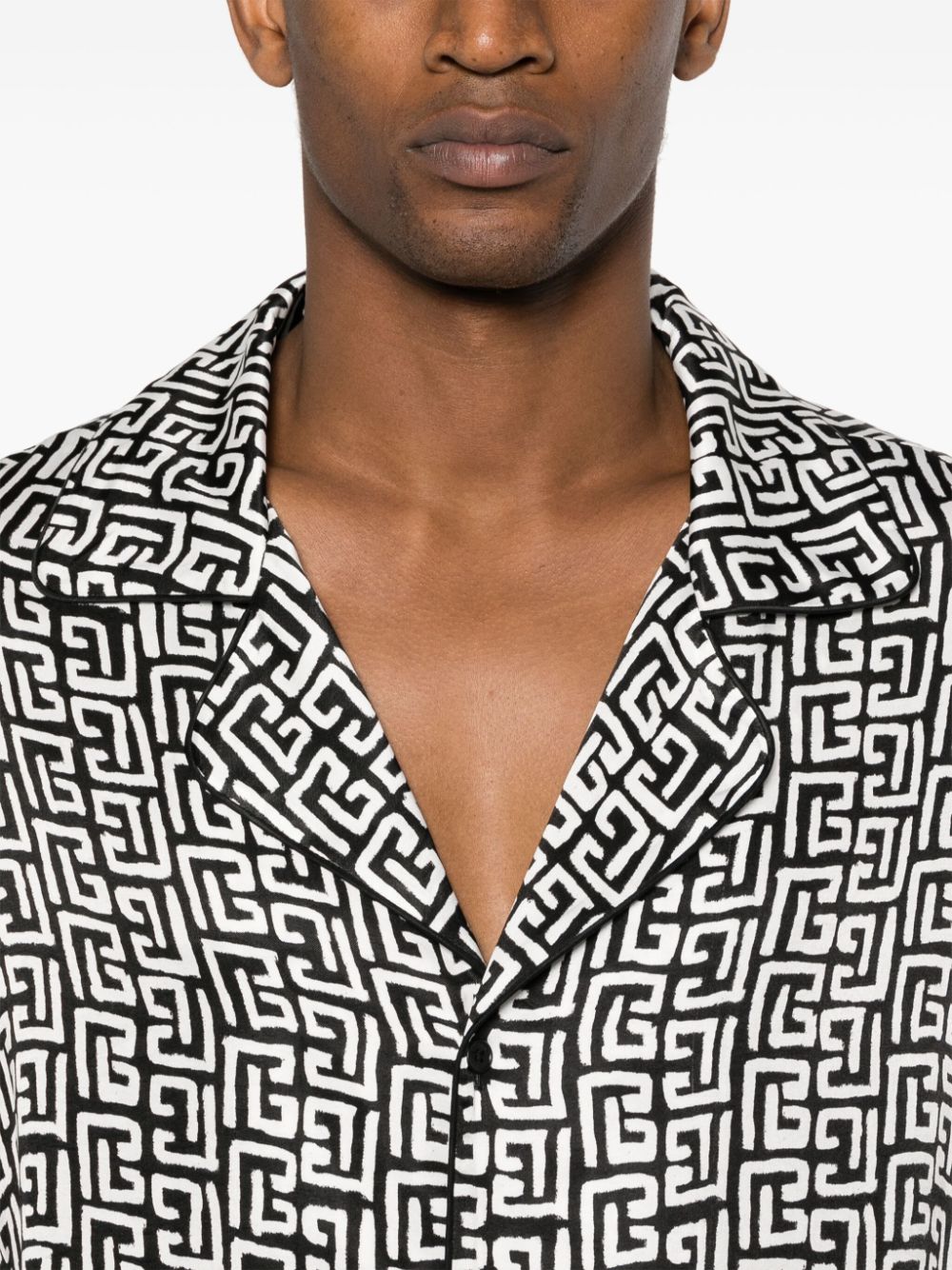 Balmain monogram-print satin shirt