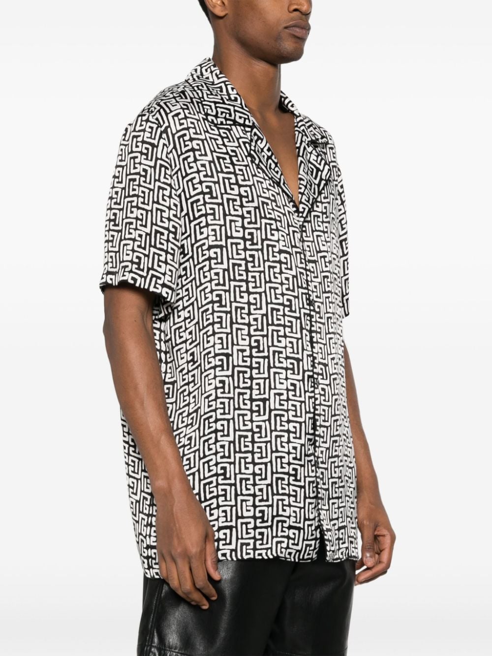 Balmain monogram-print satin shirt