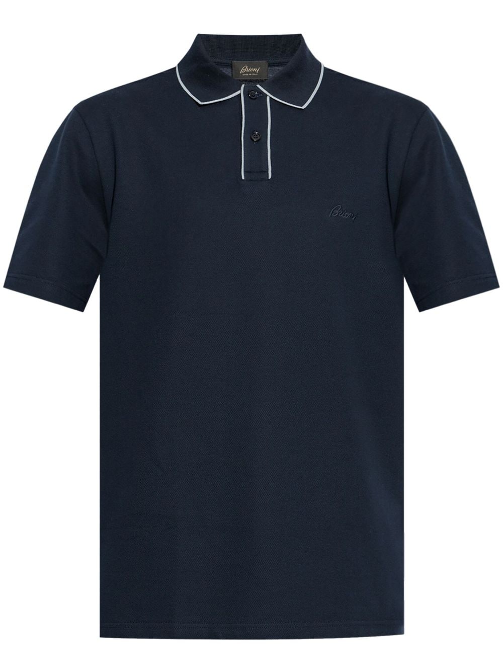 Brioni  contrasting-trim cotton polo shirt