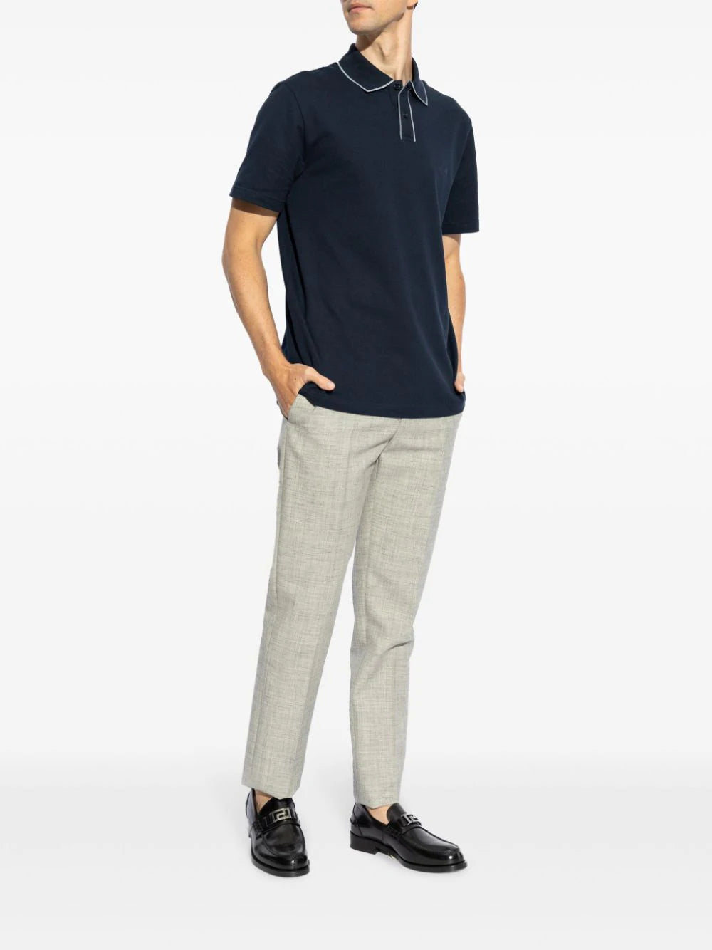 Brioni  contrasting-trim cotton polo shirt