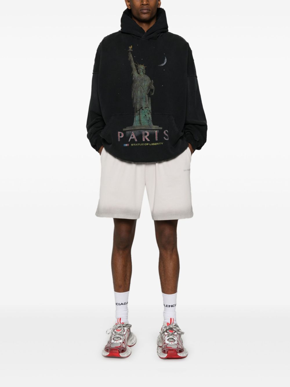 Balenciaga  Paris Liberty distressed hoodie