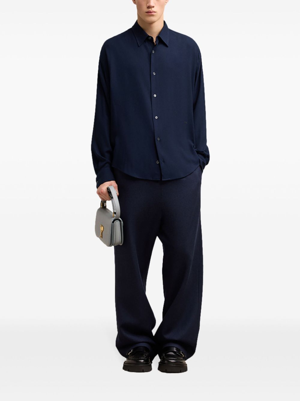 AMI Paris logo-embroidered buttoned shirt