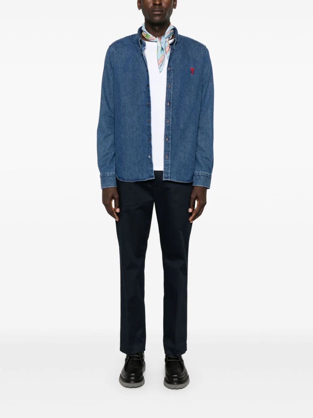 AMI Paris  Ami de Coeur-embroidered denim shirt