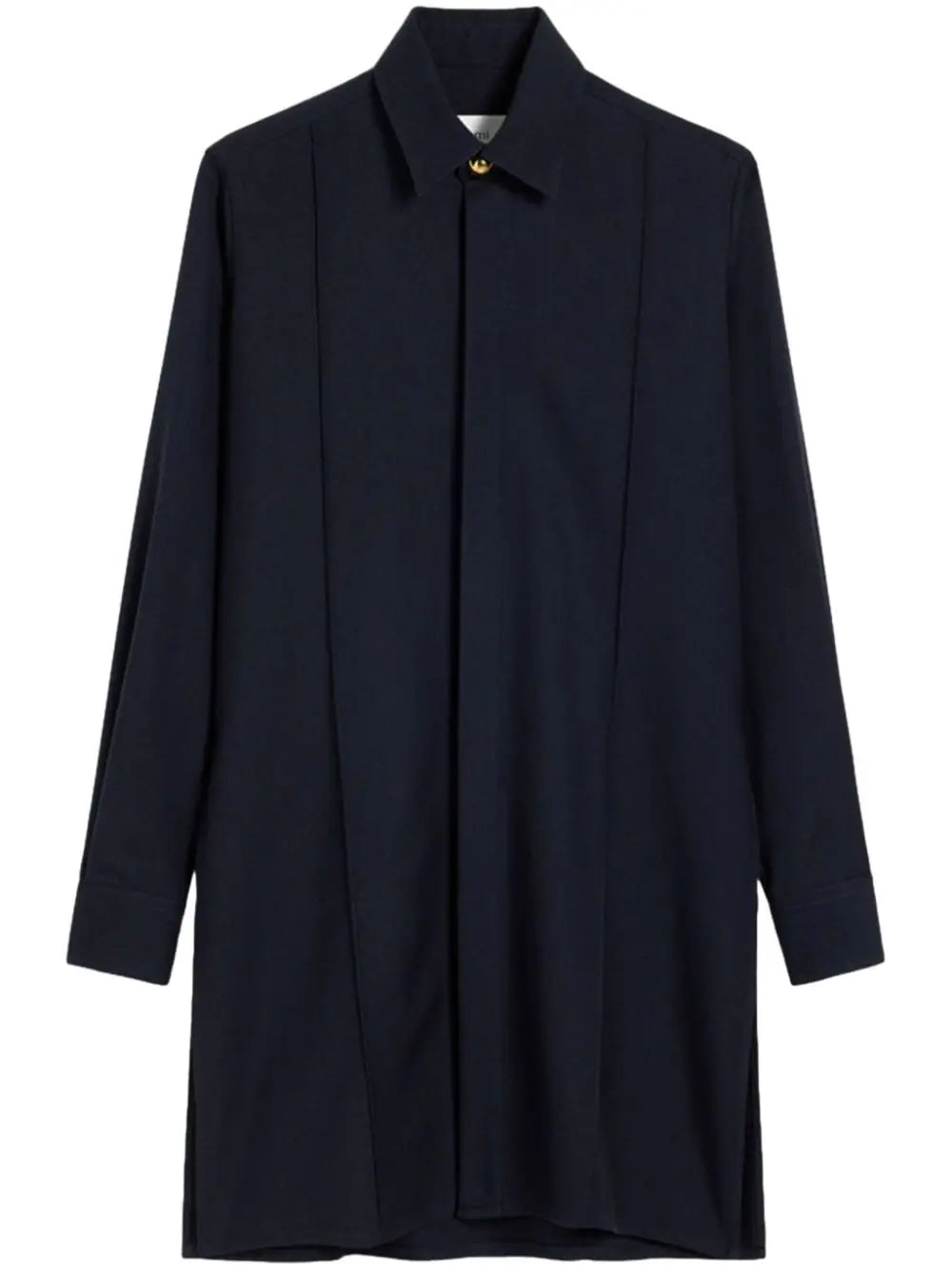 AMI Paris  pintuck long-sleeve virgin-wool shirt