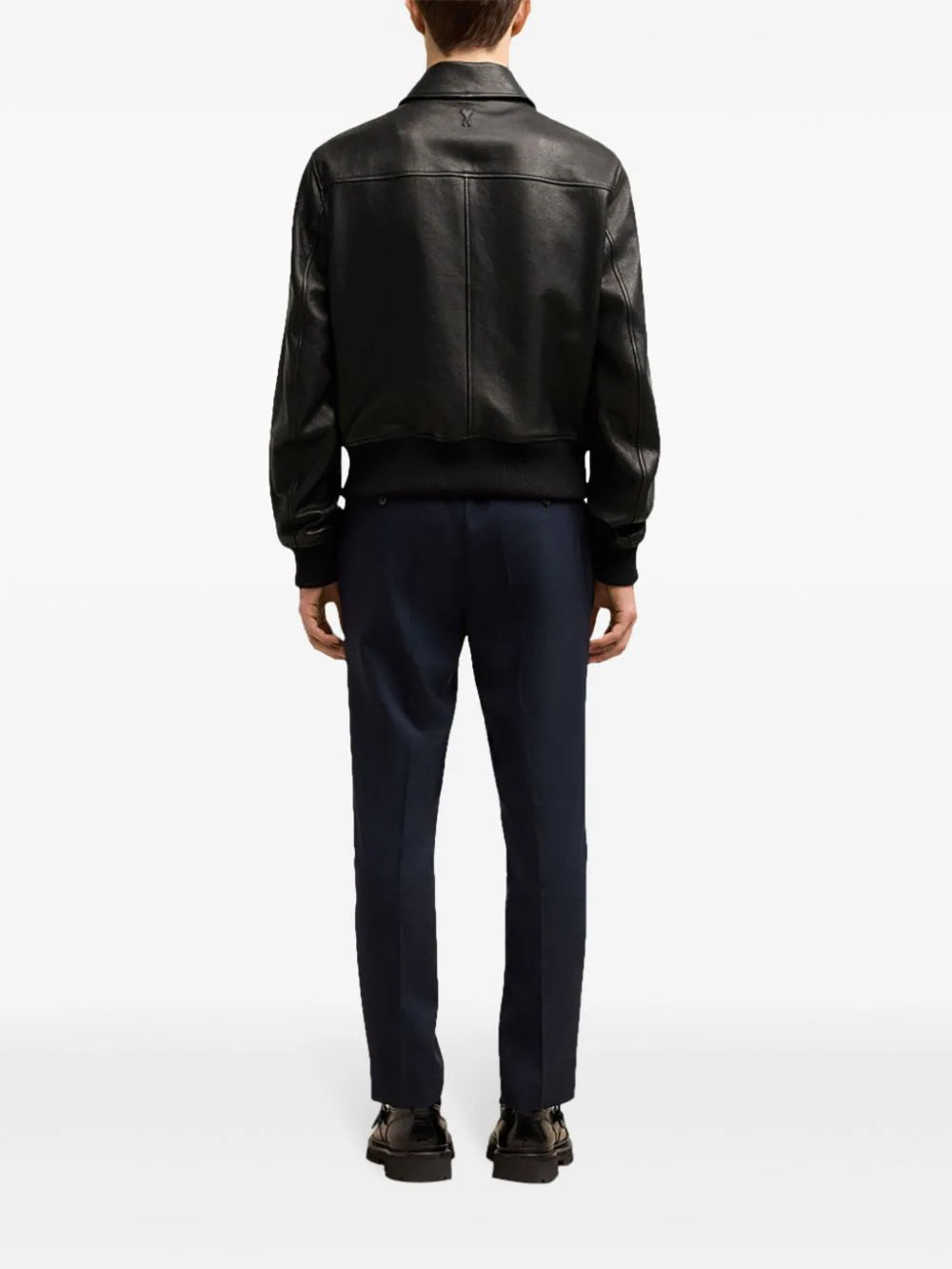 AMI Paris embroidered-logo leather jacket - Image 4