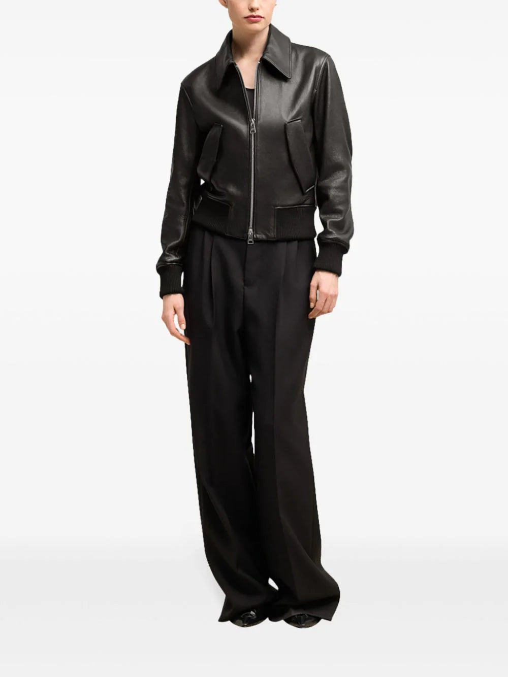 AMI Paris embroidered-logo leather jacket - Image 2
