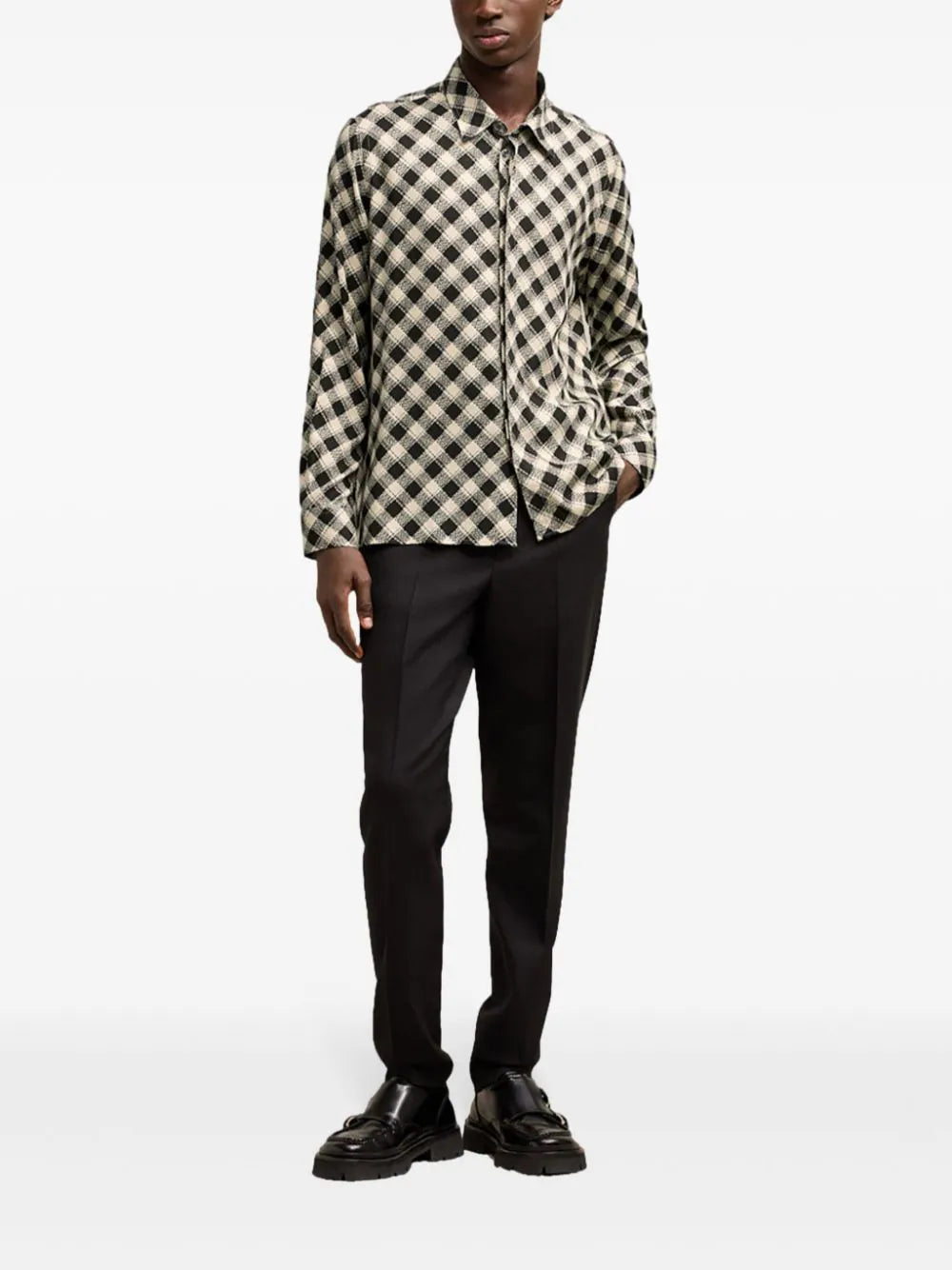 AMI Paris checked double topstitching shirt - Image 2