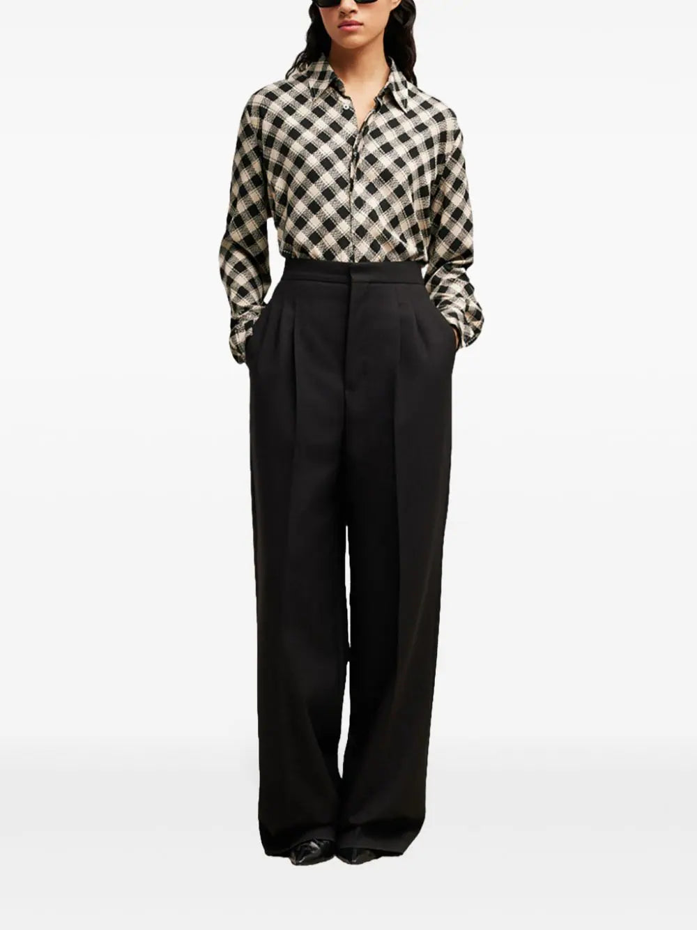 AMI Paris checked double topstitching shirt - Image 3