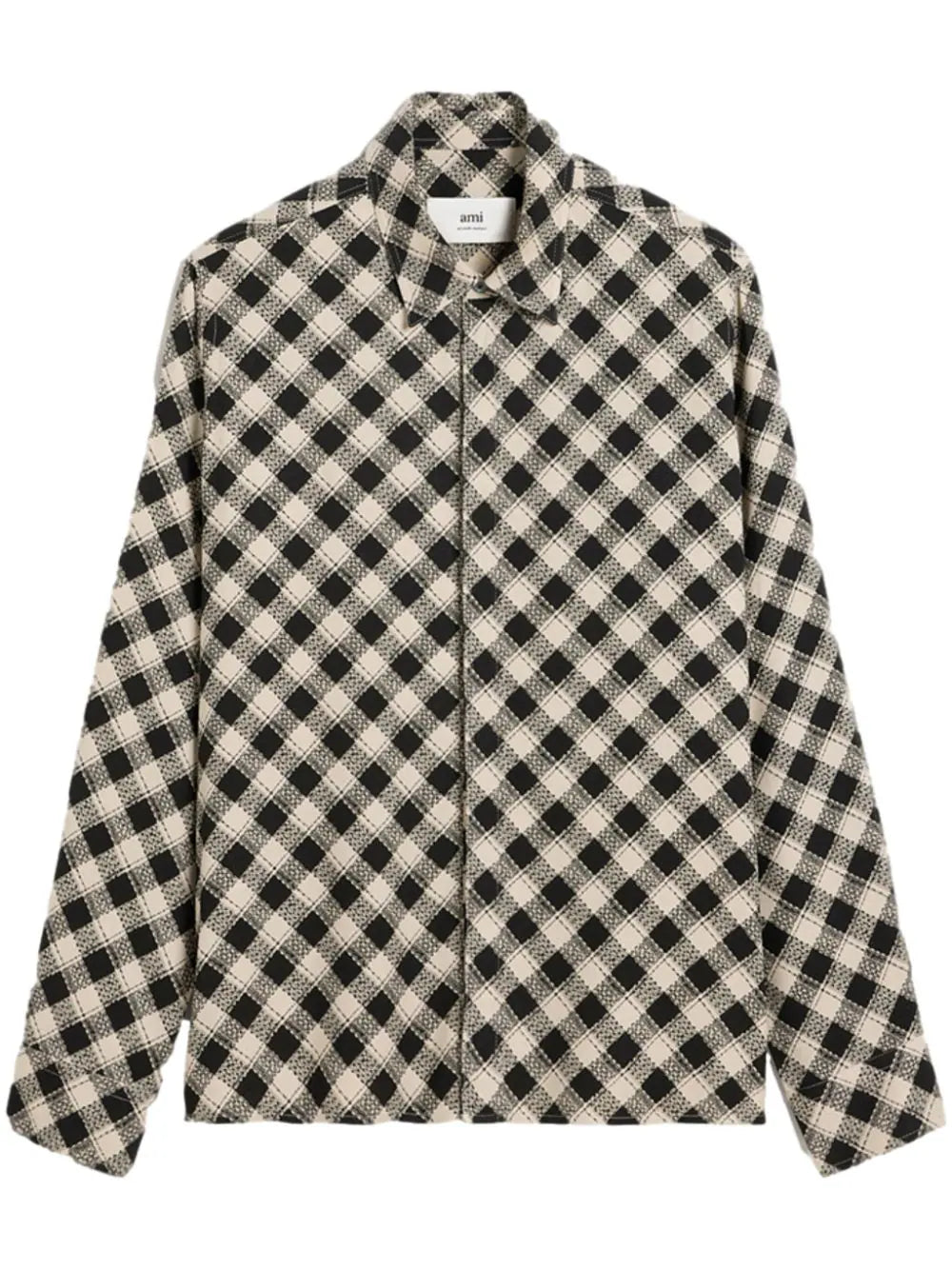 AMI Paris checked double topstitching shirt