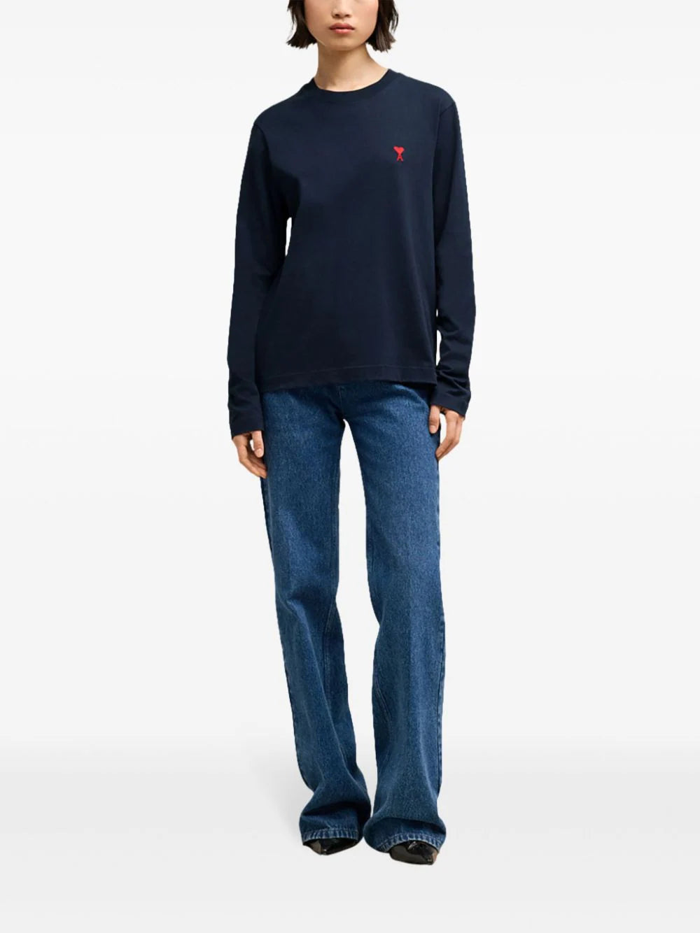 AMI Paris embroidered logo organic cotton longsleeved shirt