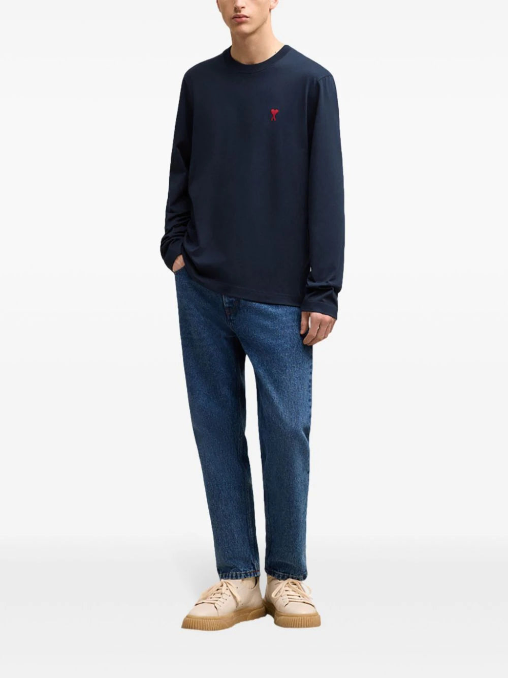 AMI Paris embroidered logo organic cotton longsleeved shirt