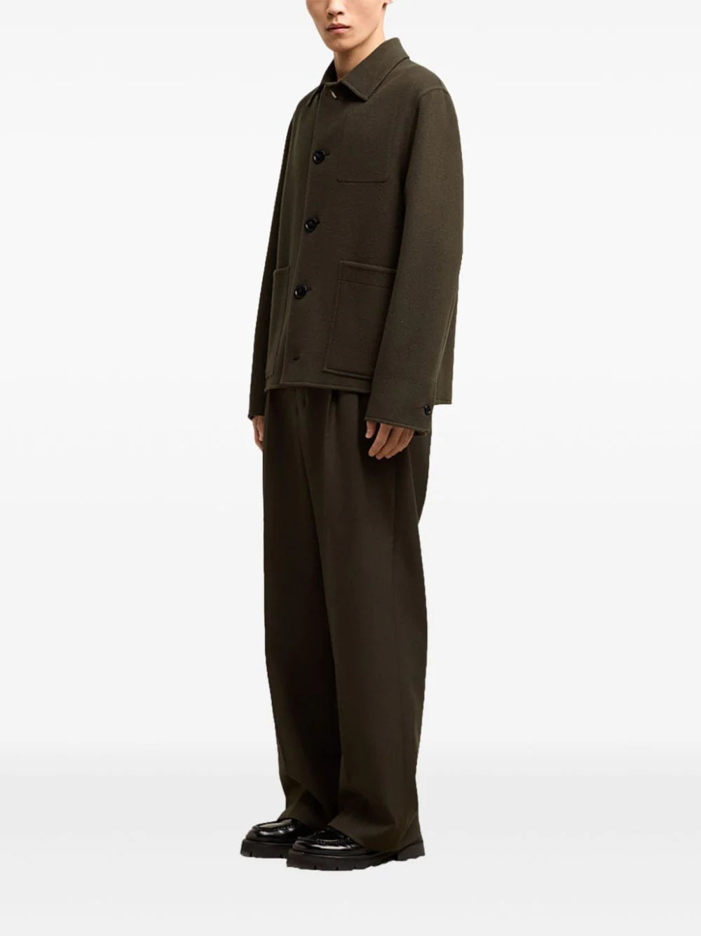 AMI Paris boxy wool-cashmere blend jacket