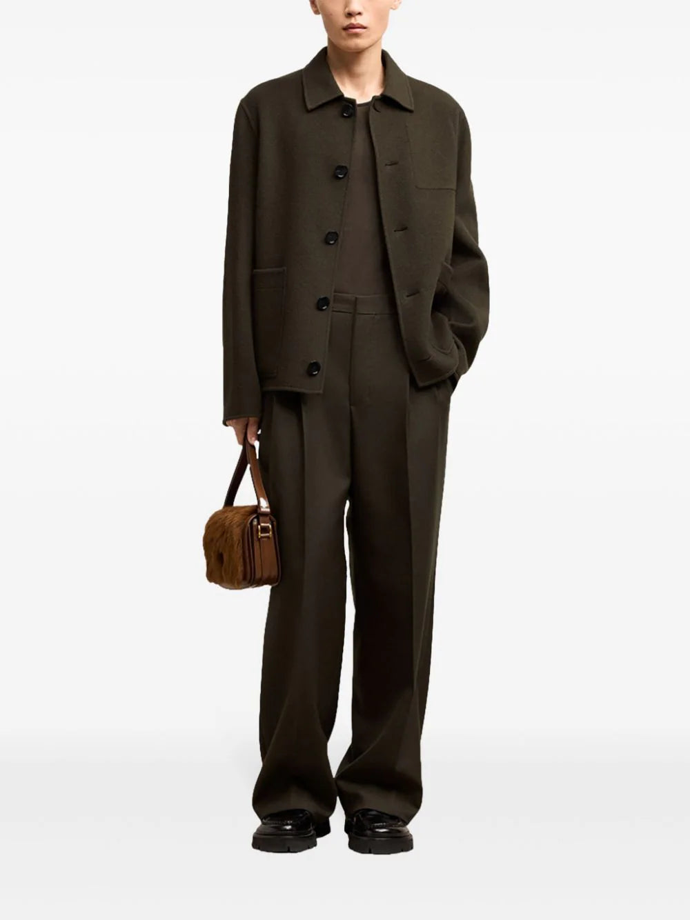 AMI Paris boxy wool-cashmere blend jacket