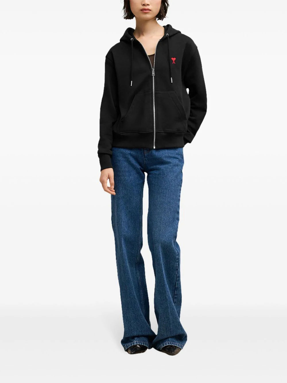AMI Paris  Ami de Coeur zipped cotton hoodie