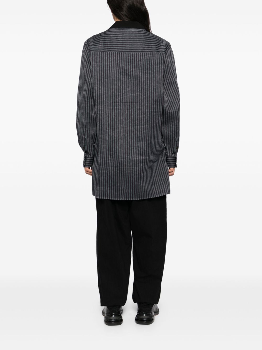 Yohji Yamamoto striped open-collar shirt