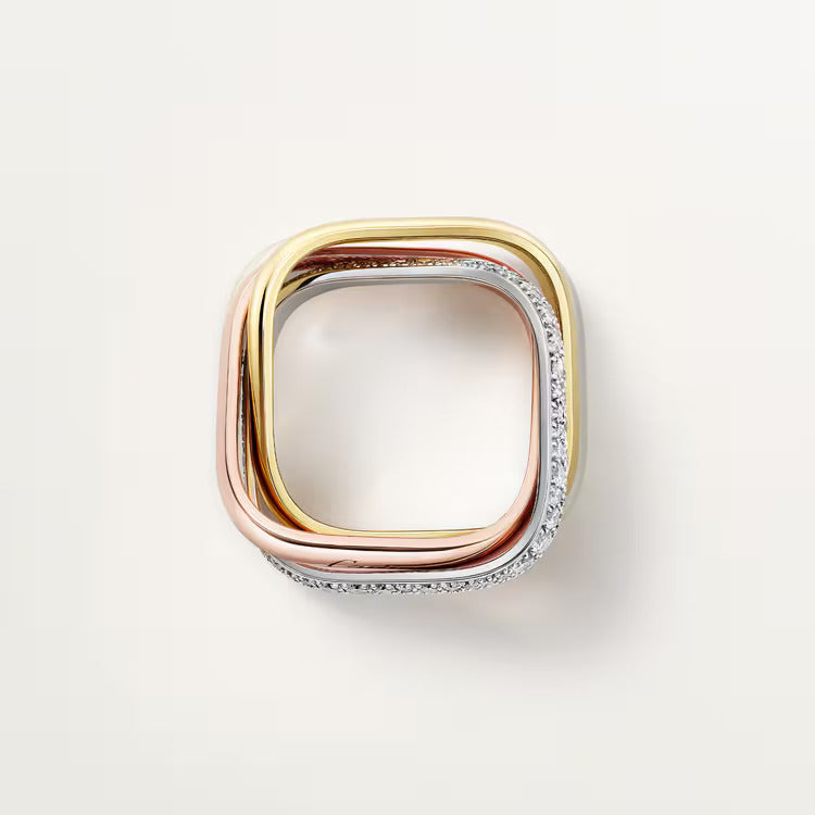 Cartier Trinity ring, cushion-shaped, medium model, half-paved