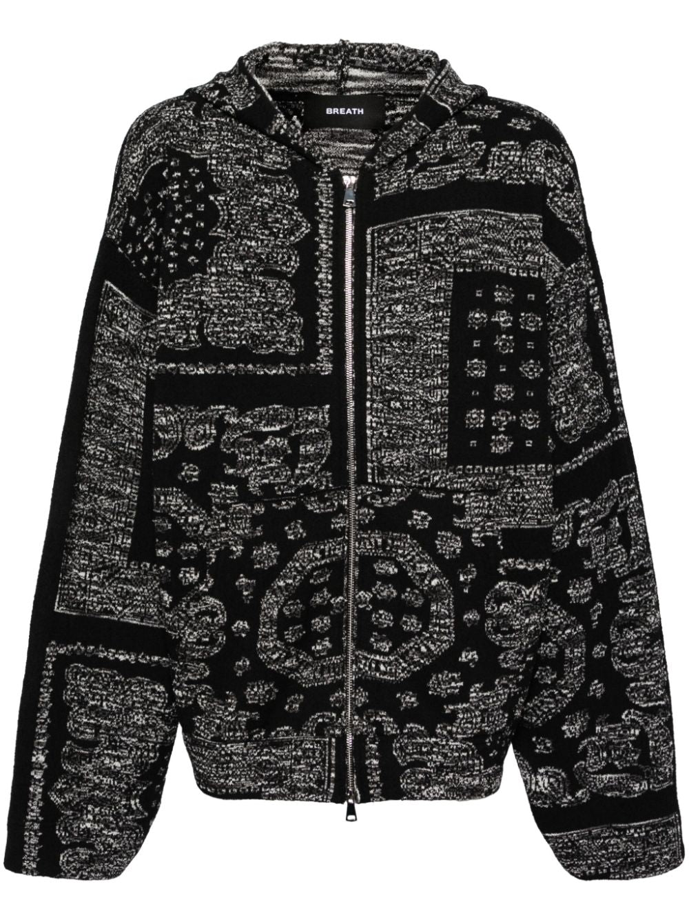 BREATH  patterned-jacquard zip-up hoodie