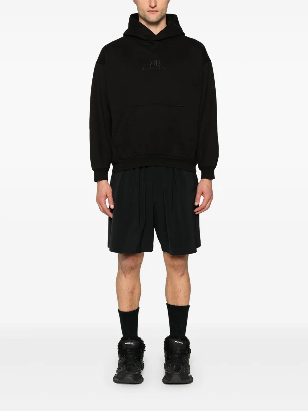 Balenciaga  logo-embroidered cotton hoodie