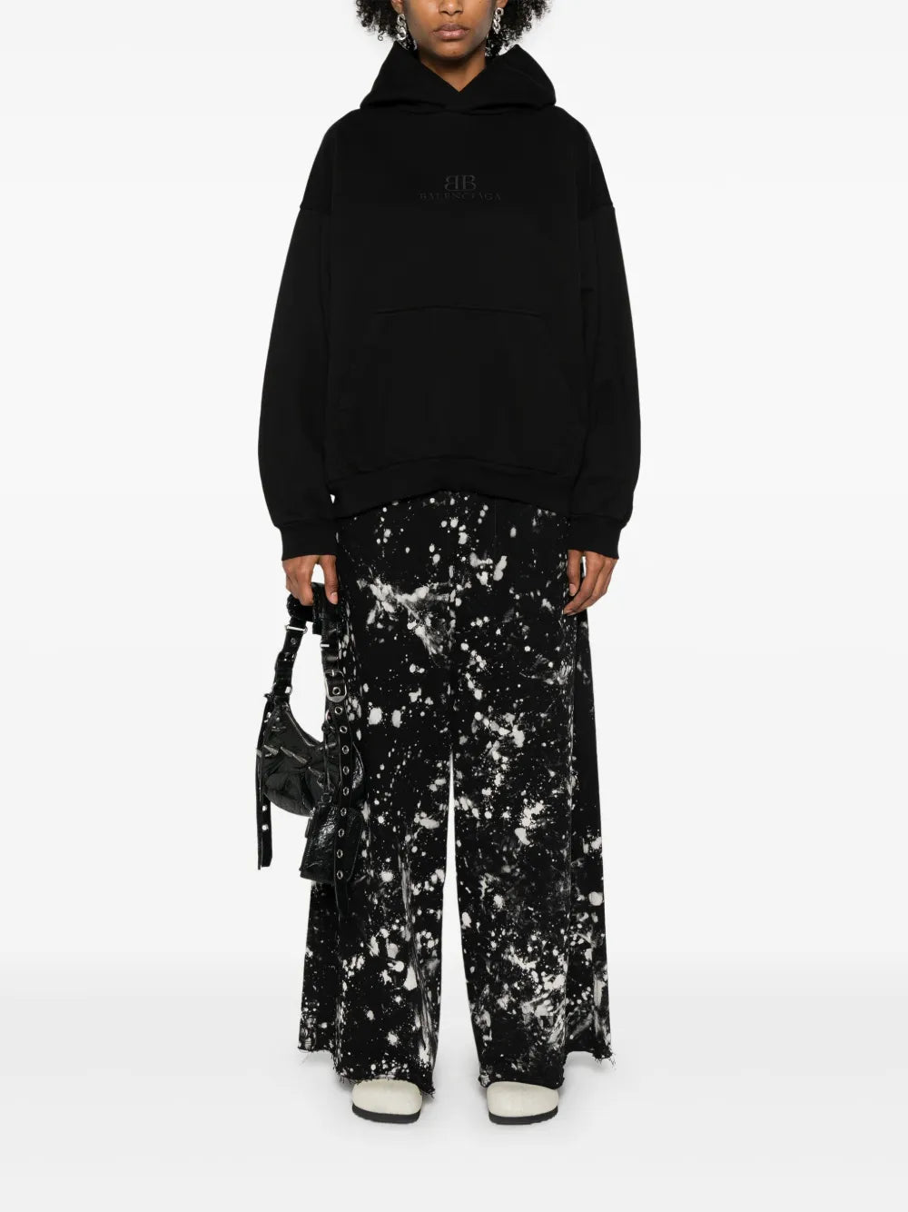 Balenciaga  logo-embroidered cotton hoodie