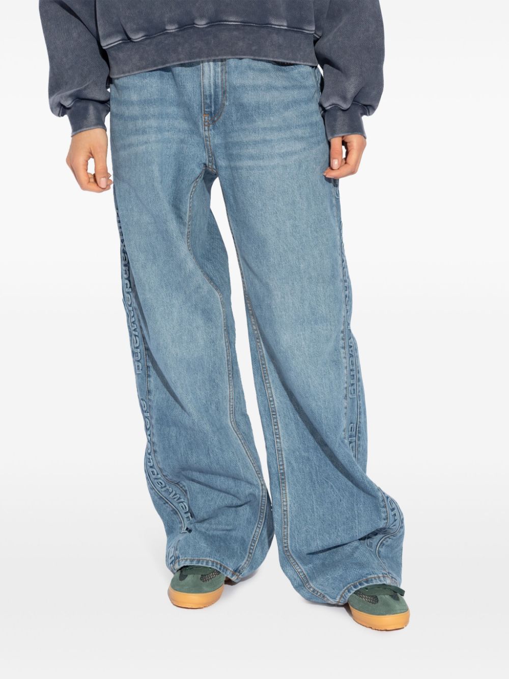 Alexander Wang logo-embossed boyfriend jeans