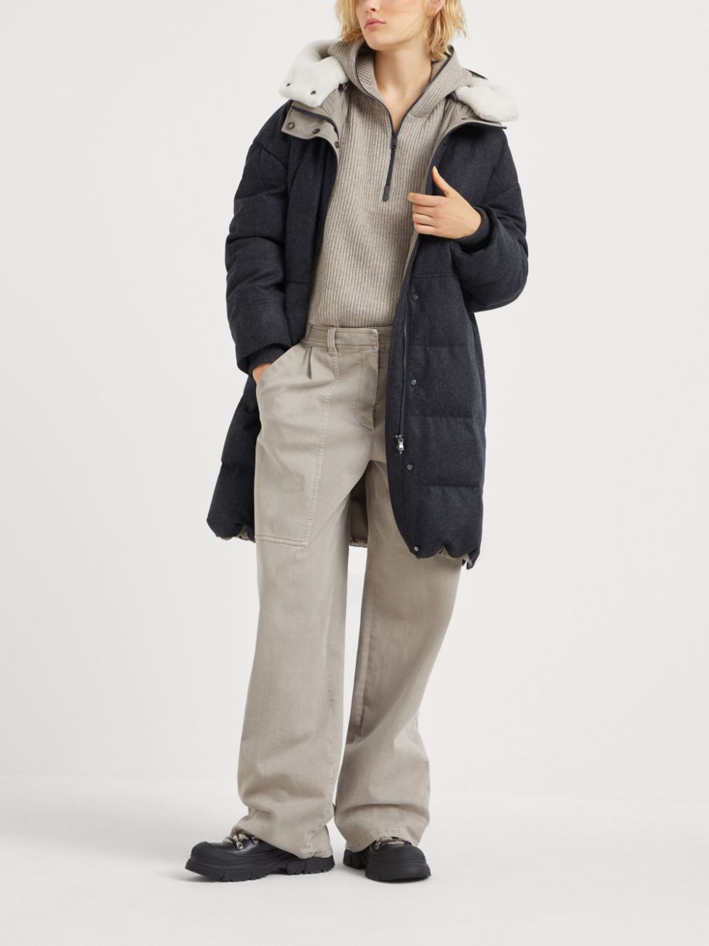 Brunello Cucinelli hooded ribbed knit cashmere sweater
