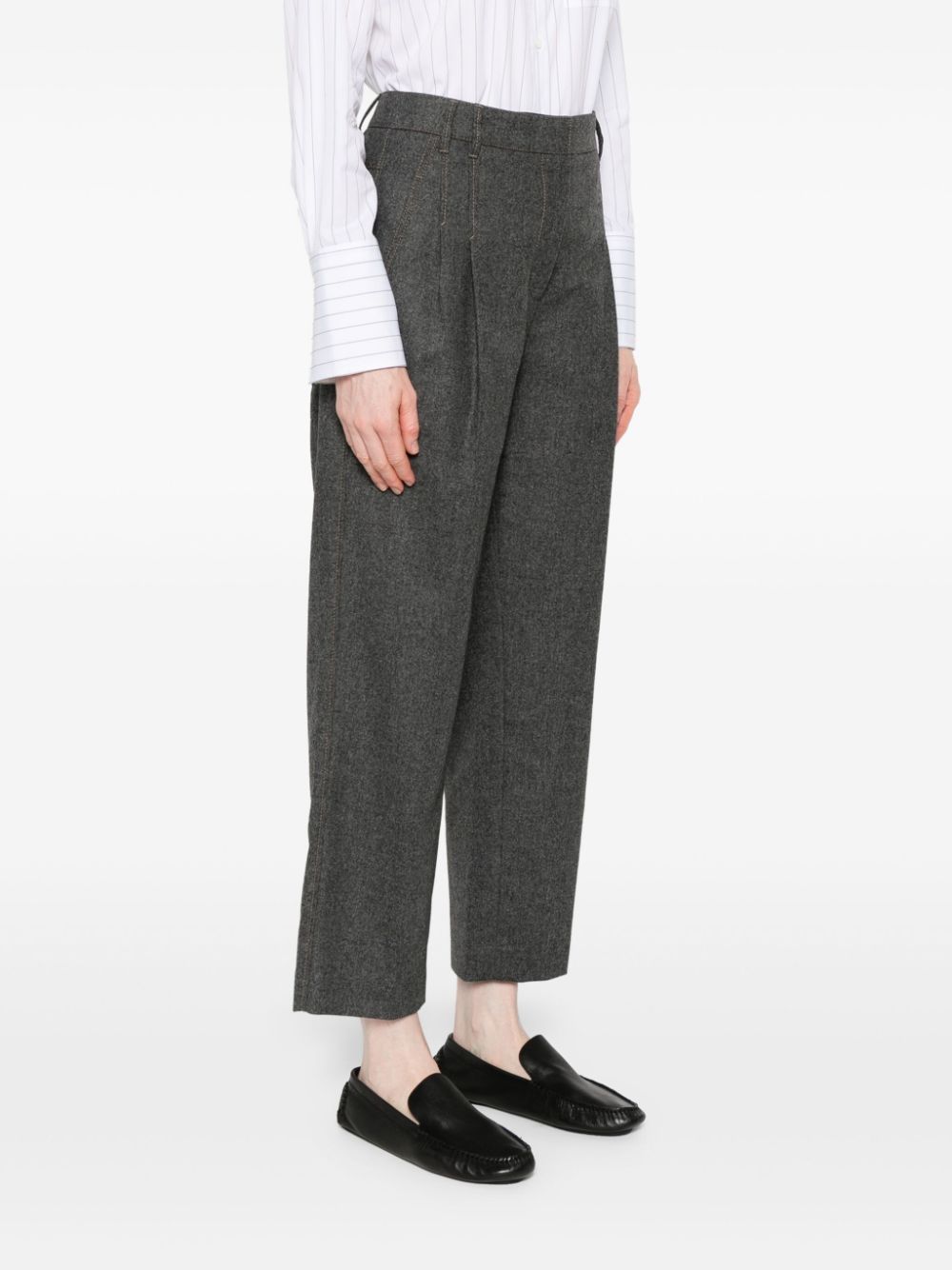 Brunello Cucinelli pleated felted straight trousers