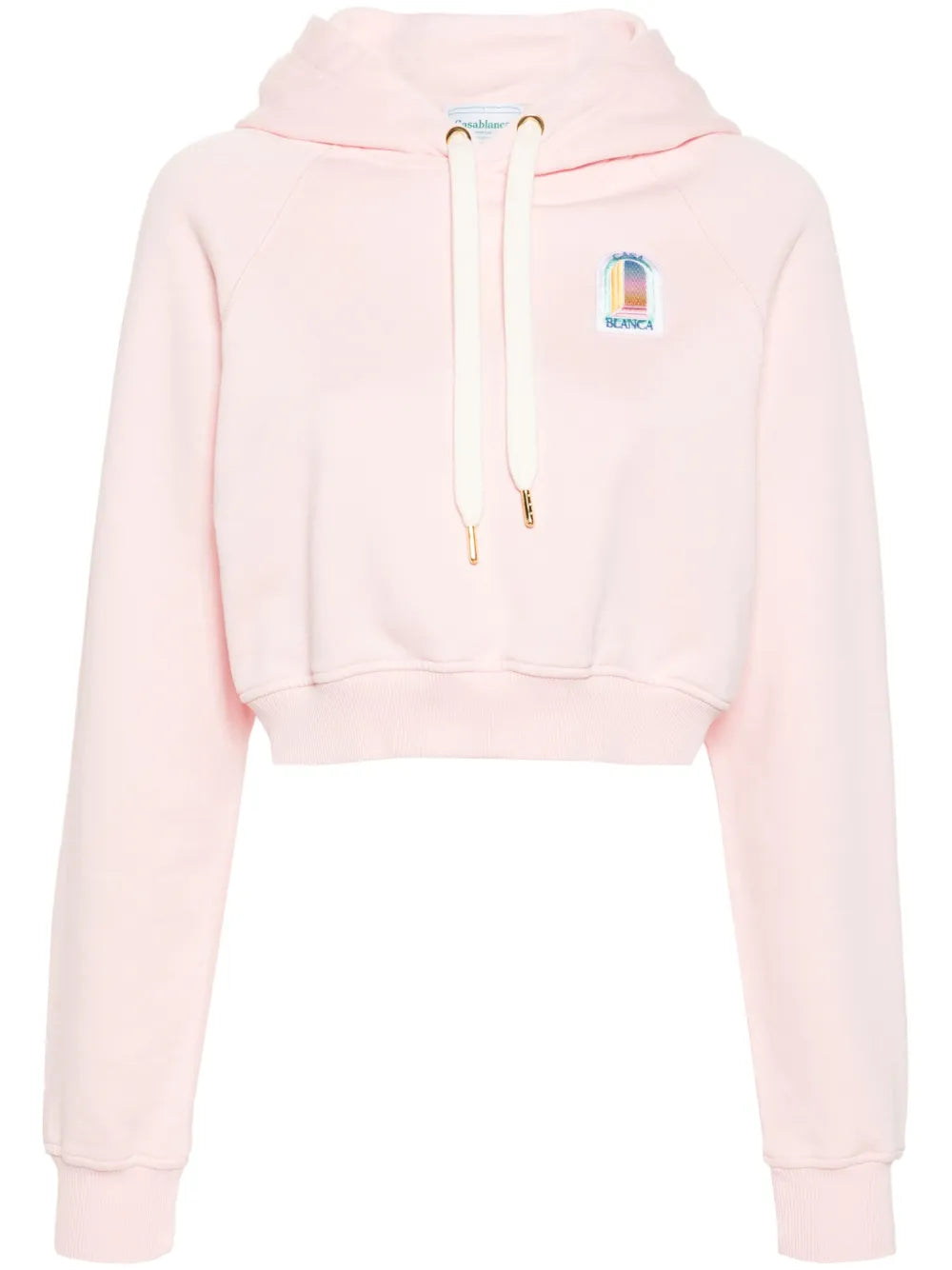 Casablanca  logo-patch cropped hoodie