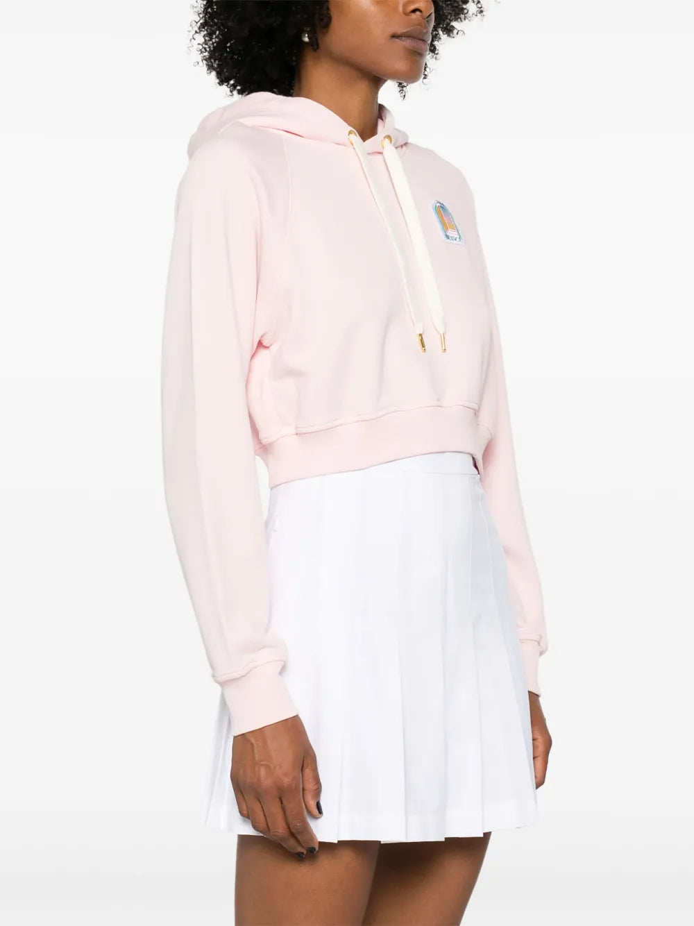 Casablanca  logo-patch cropped hoodie