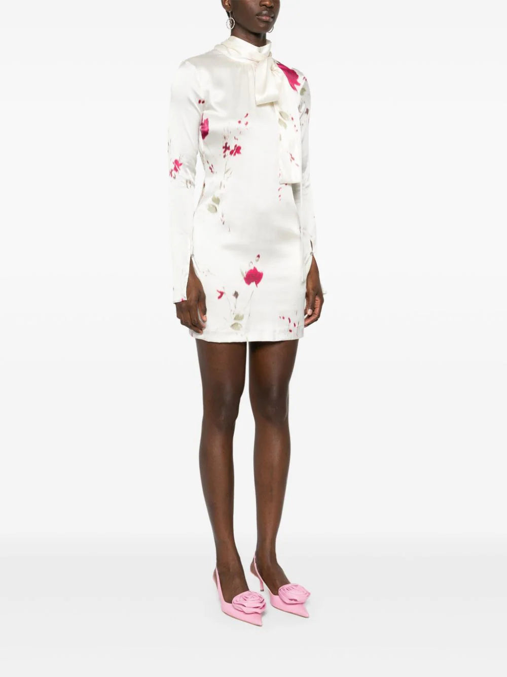 Blumarine roses-print satin mini dress
