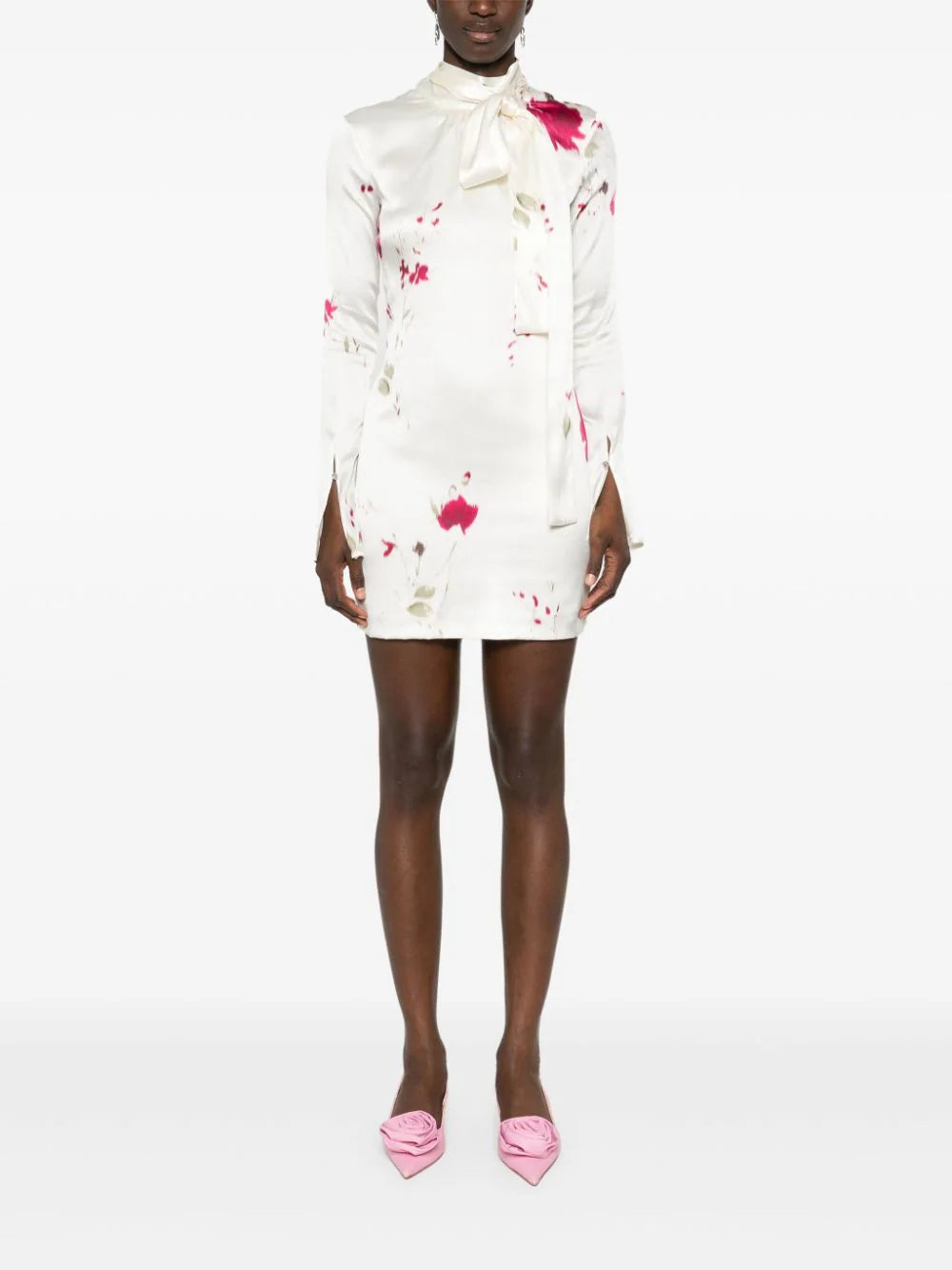 Blumarine roses-print satin mini dress