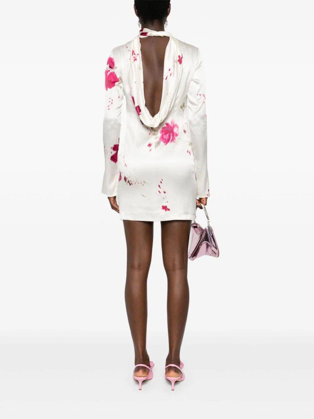 Blumarine roses-print satin mini dress
