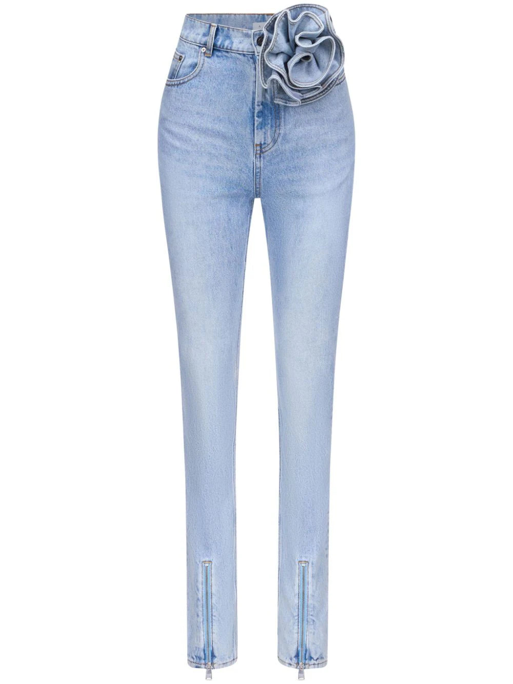 AREA  Flower Corsage ankle-zip jeans