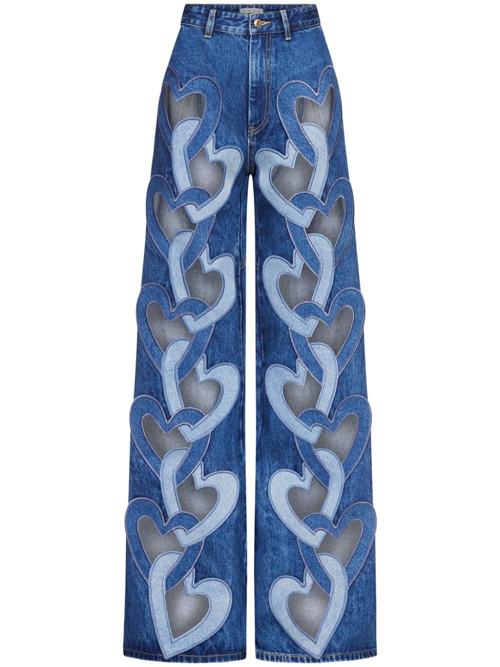 AREA  Heart cut-out wide-leg jeans
