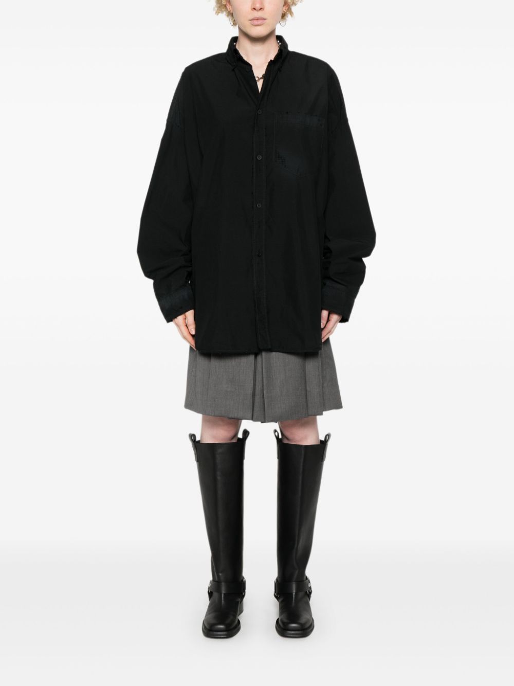 Balenciaga  logo-embroidered ripstop shirt