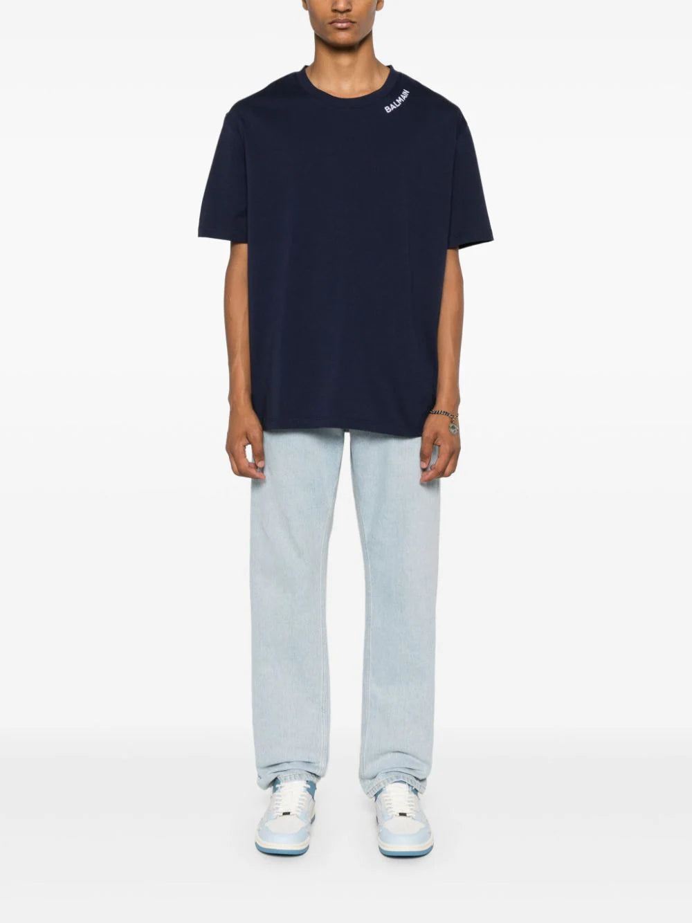 Balmain  logo-embroidered cotton T-shirt