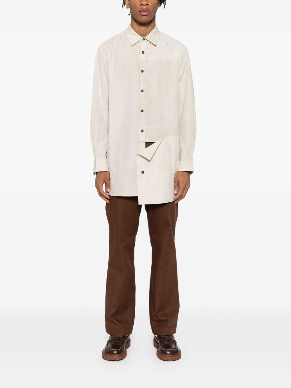 Ziggy Chen  cut out panels cotton Shirt