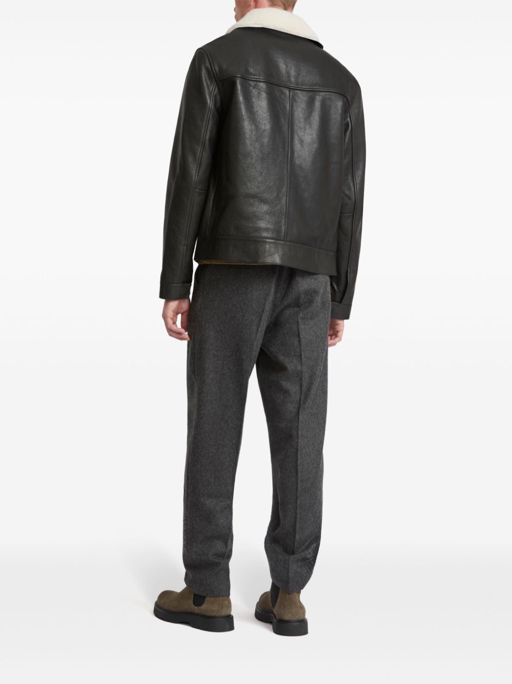 Yves Salomon  shearling collar leather jacket