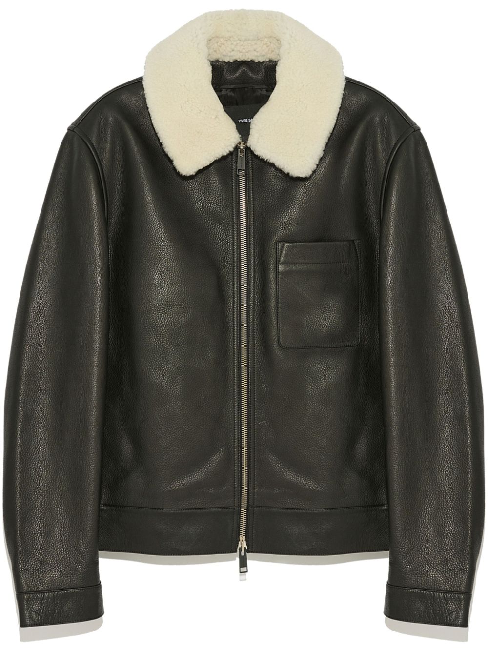 Yves Salomon  shearling collar leather jacket