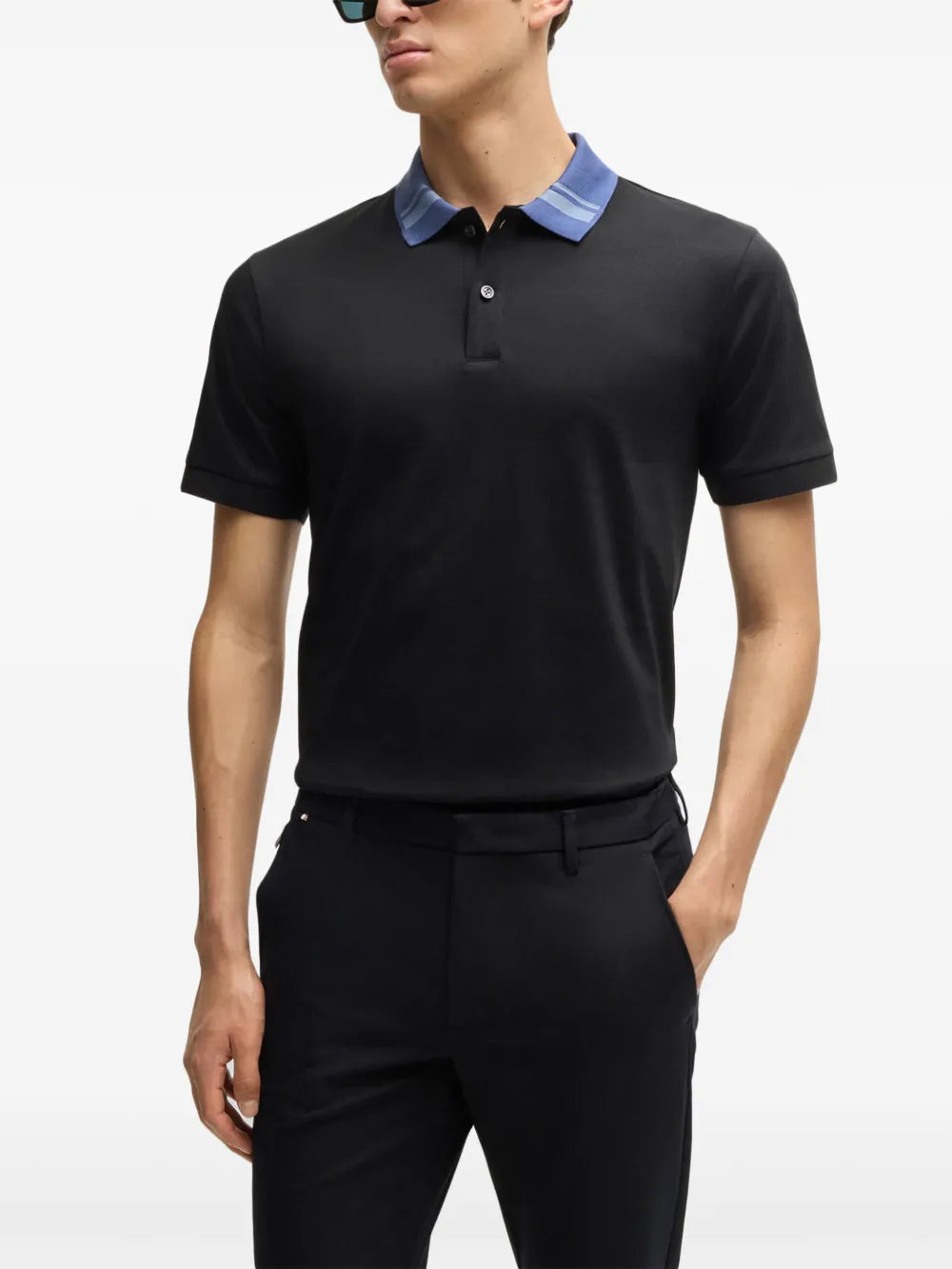 BOSS contrasting-collar polo shirt