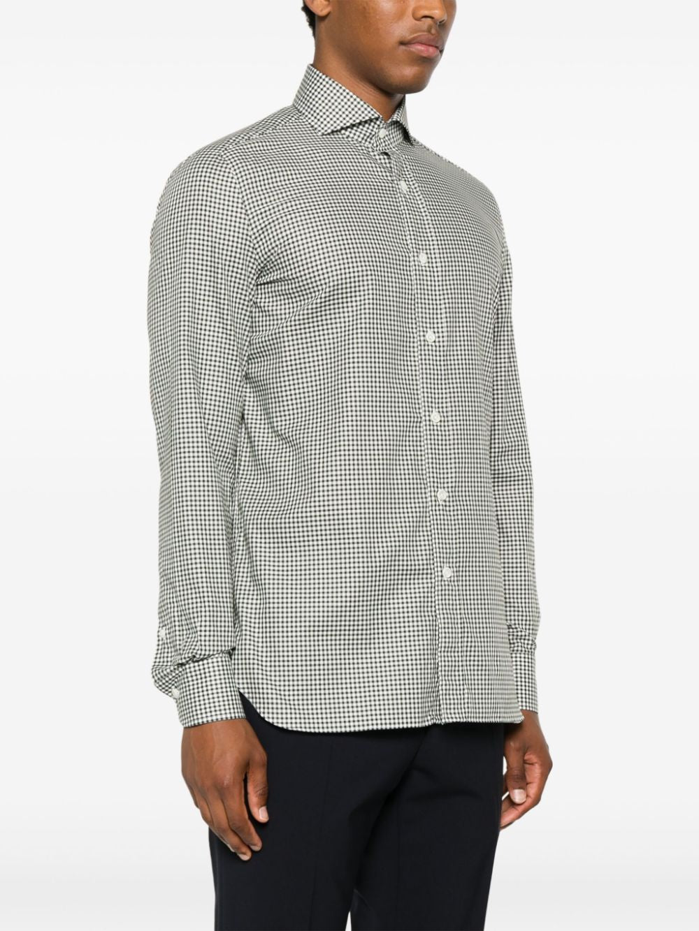 Borrelli  gingham-check shirt