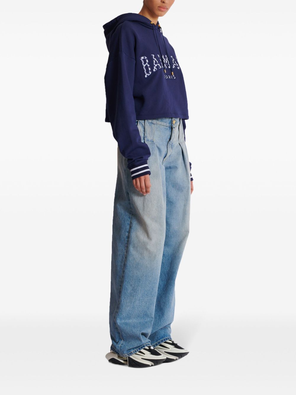 Balmain  gingham Paris hoodie