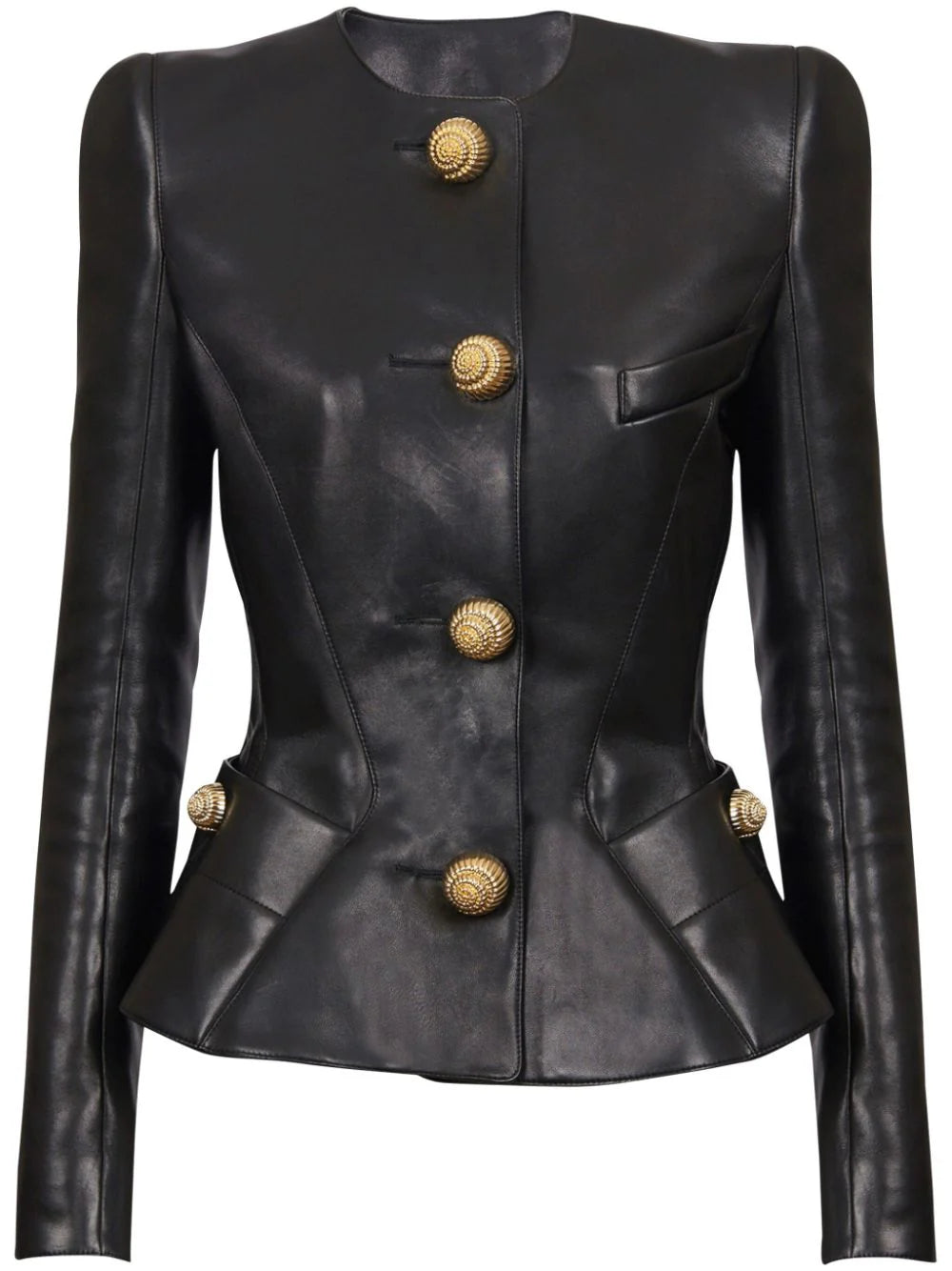 Balmain  leather peplum jacket