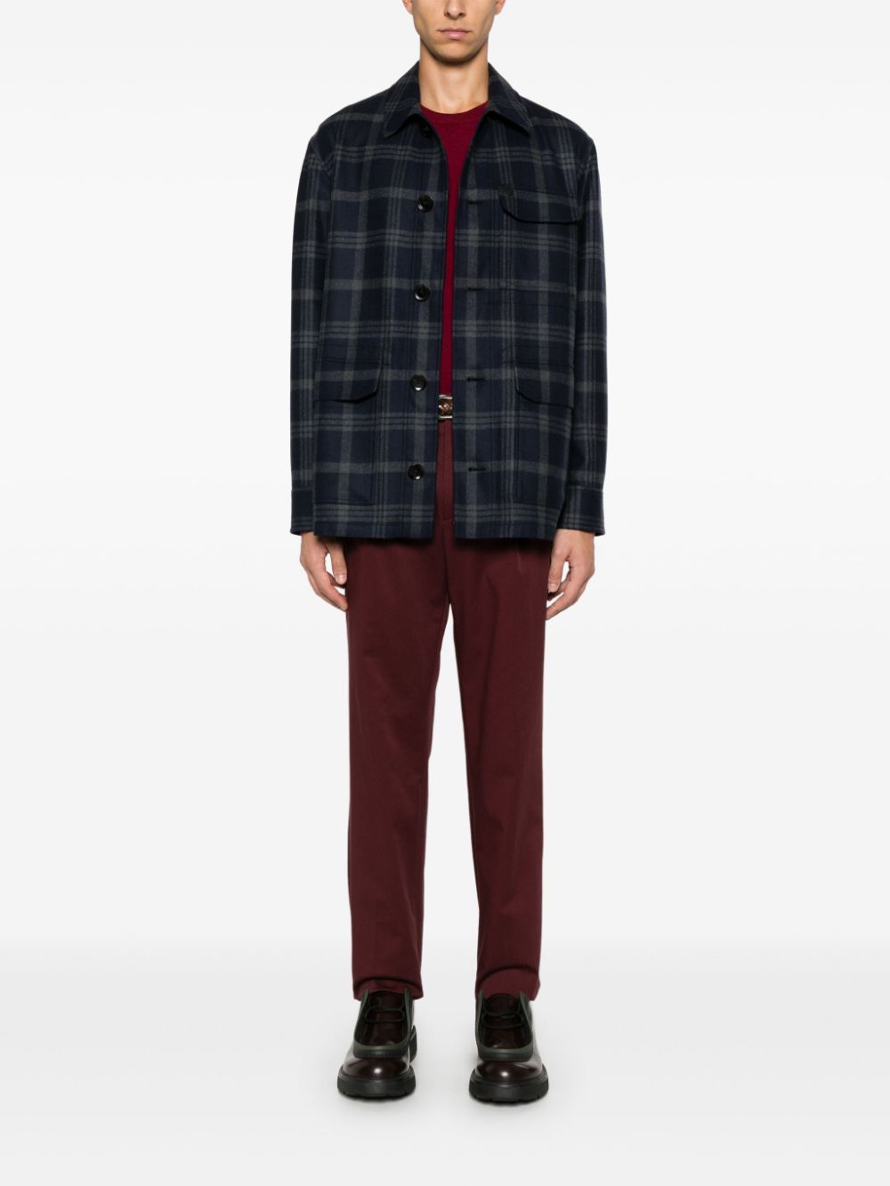 Brioni  plaid-check shirt jacket
