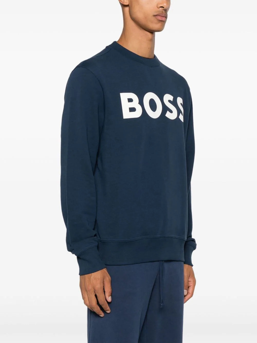 BOSS rubber print-logo cotton-terry sweatshirt