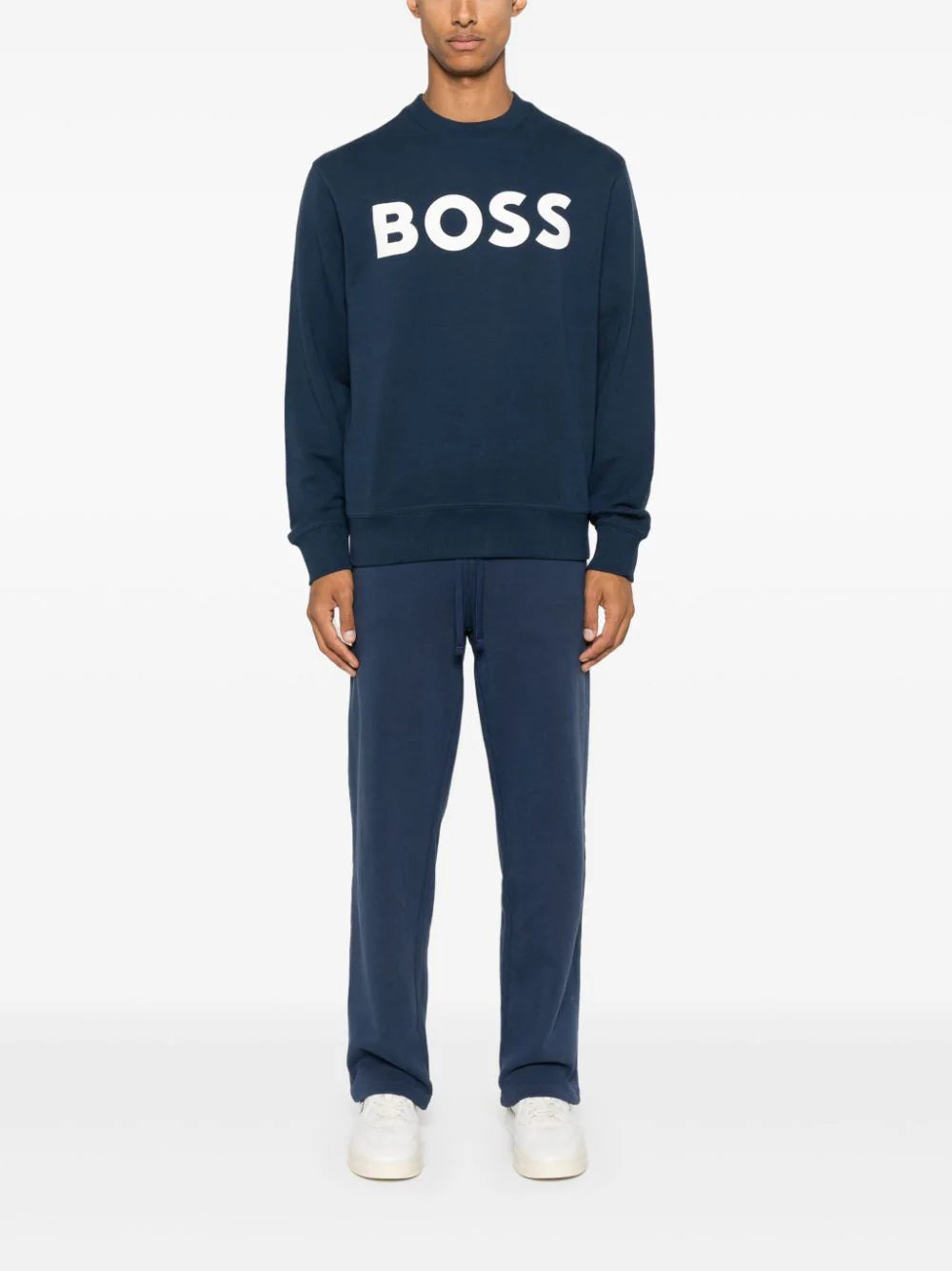 BOSS rubber print-logo cotton-terry sweatshirt