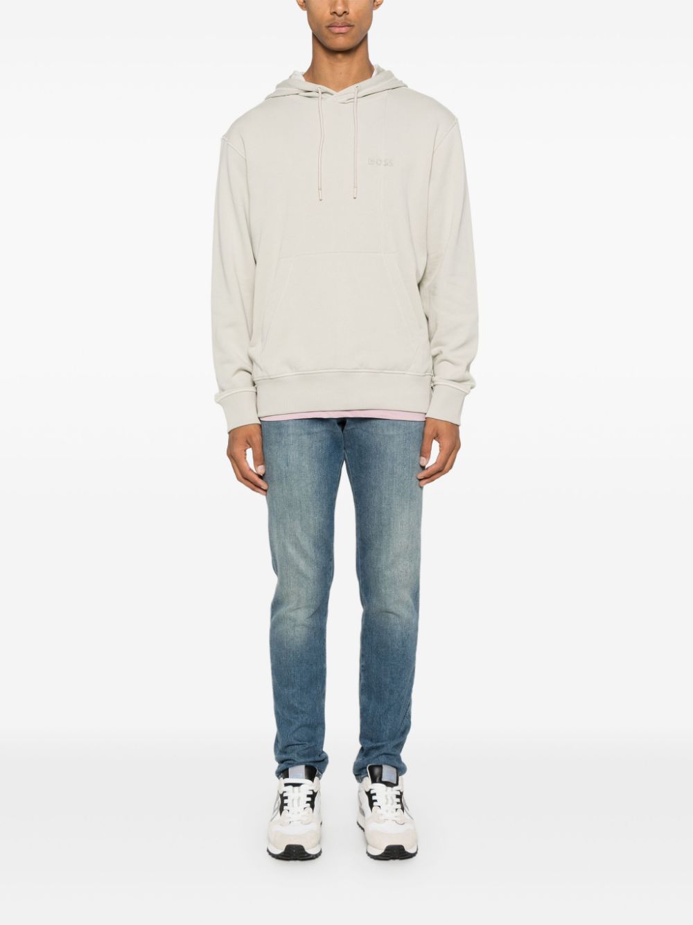 BOSS  logo-embroidered hoodie