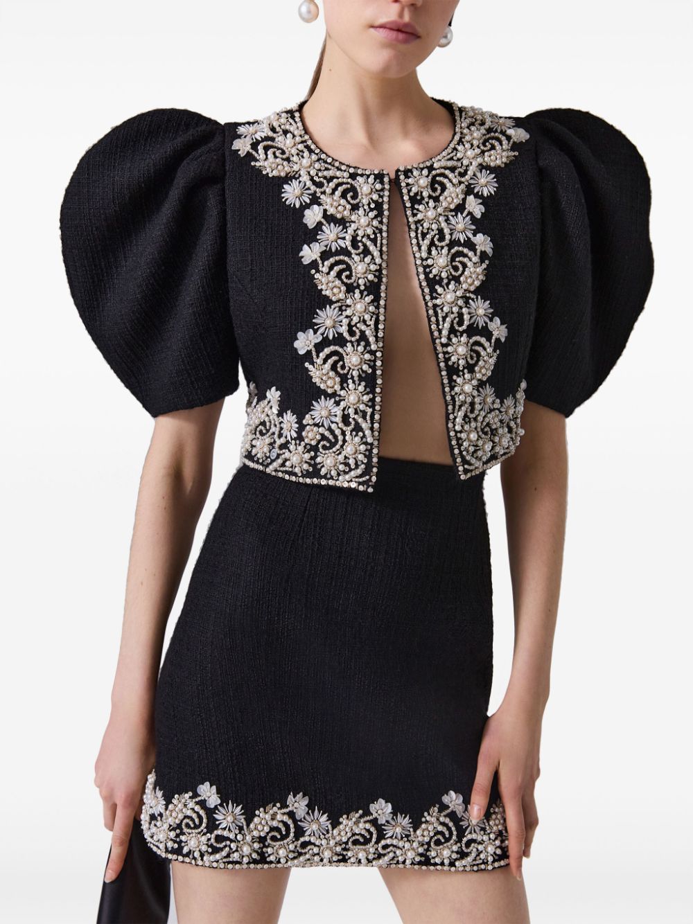 Carolina Herrera  embroidered tweed mini skirt
