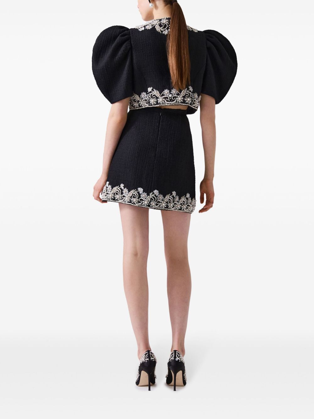Carolina Herrera  embroidered tweed mini skirt